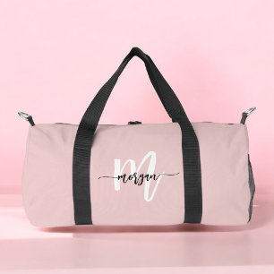 Stilvolle Pink Monogram Name Girl's Script Sports Duffle Bag