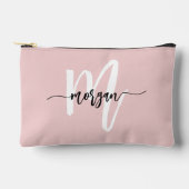 Stilvolle Pink Monogram Name Girl's Script Zubehörtasche (Vorderseite)