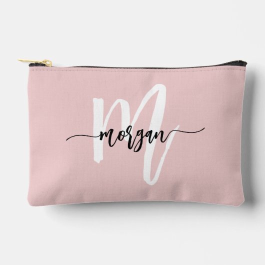 Stilvolle Pink Monogram Name Girl's Script Zubehörtasche (Vorderseite)