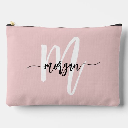 Stilvolle Pink Monogram Name Girl's Script Zubehörtasche (Vorderseite)