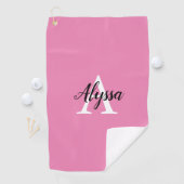 Stilvolle Pink Monogram Script Golf Handtuch (Insitu)