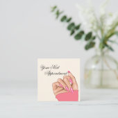Stilvolle Pink Nails Artist Appointment Card Quadratische Visitenkarte (Stehend Vorderseite)