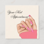 Stilvolle Pink Nails Artist Appointment Card Quadratische Visitenkarte (Vorderseite)