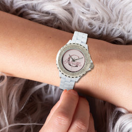 Stilvolle Pink-Roségold-G-Monogrammuhr Armbanduhr