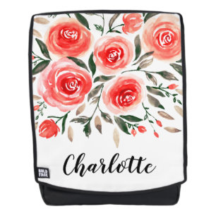 Stilvolle Pink Roses Aquarellbilder Rucksack