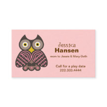 Stilvolle Pink- und Braun-Owl-MOMY-Karte