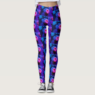 Stilvolle Pink Water Lily Blume Pflanze Leggings