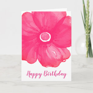 Stilvolle Pink Watercolor Blume Geburtstagkarte Karte
