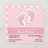 Stilvolle Pink & White Polka Dot Baby Dusche Einladung (Vorne/Hinten)