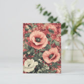 Stilvolle Pink White Poppies Floral Art Postkarte (Stehend Vorderseite)