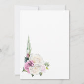Stilvolle Pink White Rose Blumenarschenhochzeit Einladung (Rückseite)