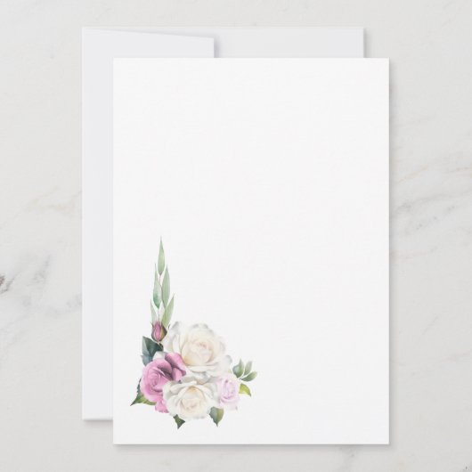 Stilvolle Pink White Rose Floral Wedding Einladung (Rückseite)