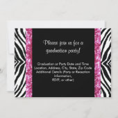 Stilvolle Pink Zebra Feminine Abschluss Einladung (Rückseite)
