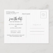Stilvolle Pinselschrift Save the Date Postkarte (Rückseite)