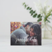 Stilvolle Pinselschrift Save the Date Postkarte (Stehend Vorderseite)