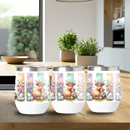 Stilvolle Pinselstrich Osterkuh Wein Tumbler
