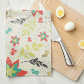 Stilvolle Poinsettia-Blume mit Blätter & Berries Handtuch (Viertel Falte)