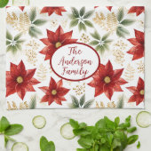 Stilvolle Poinsettia Blume Weihnachten Geschirrtuch (Gefaltet)