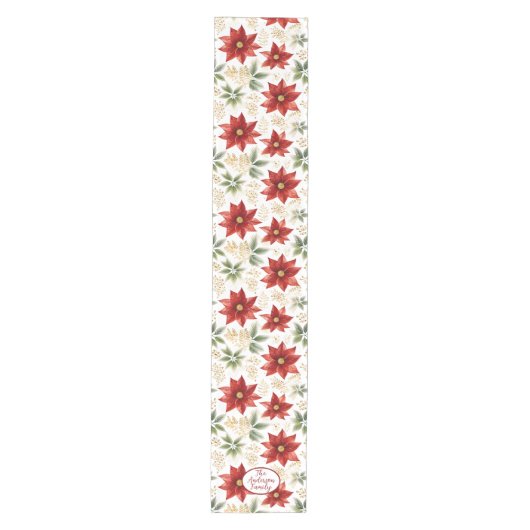 Stilvolle Poinsettia Blume Weihnachten Mittelgroßer Tischläufer (Vorderseite)