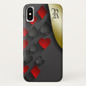 Stilvolle Poker-Anzug auf Black Monogram Case-Mate iPhone Hülle (Rückseite)