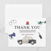 Stilvolle Polizei Kindergeburtstag Dankeskarte (Vorne/Hinten)