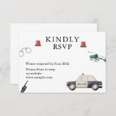 Stilvolle Polizei Kindergeburtstag Dankeskarte (Vorne/Hinten)