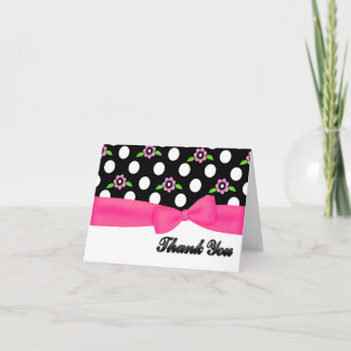 Stilvolle Polka Dot & Pink Blume Vielen Dank Dankeskarte