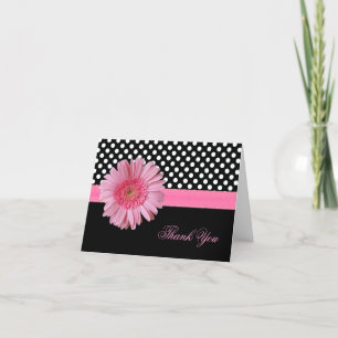 Stilvolle Polka Dot & Pink Daisy Dankeschön Karte