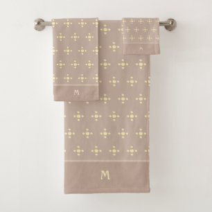 Stilvolle Polka-Punkte auf Lucky Hazelnut Beige Badhandtuch Set