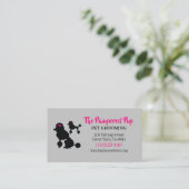 Stilvolle Poodle Dog Pet Grooming Pink Gray Visitenkarte (Stehend Vorderseite)