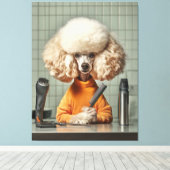 Stilvolle Poodle Grooming Session Leinwanddruck (Insitu (Holzboden))