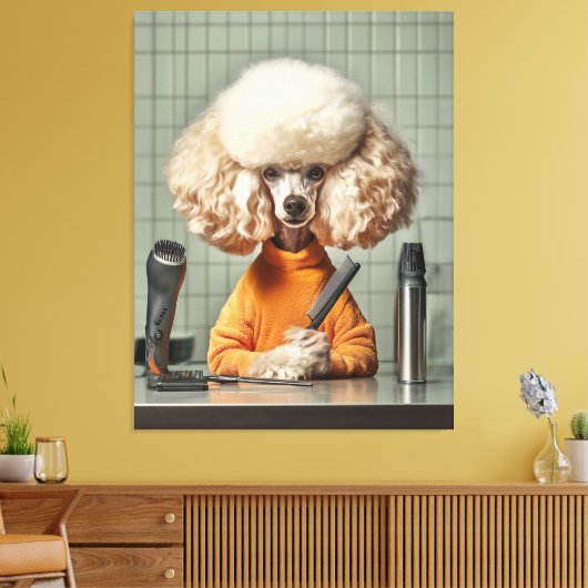 Stilvolle Poodle Grooming Session Leinwanddruck (Insitu (Wohnzimmer))