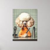 Stilvolle Poodle Grooming Session Leinwanddruck (Vorderseite)
