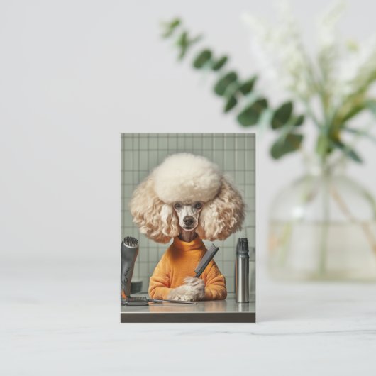 Stilvolle Poodle Grooming Session Visitenkarte (Stehend Vorderseite)