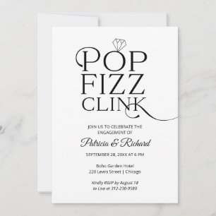 Stilvolle Pop Fizz Clink Verlobungsfeier Einladung