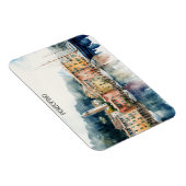 Stilvolle Portofino Italien Wasserfarben Malerei Magnet (Rechte Seite)