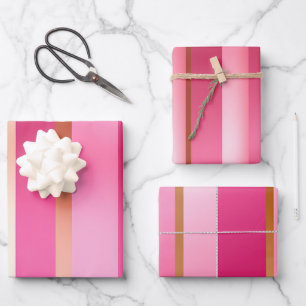 Stilvolle Posh Blush Pink und Gold gestreift Geschenkpapier Set