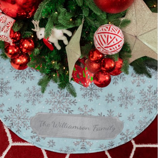 Stilvolle Powder Blu Weihnachten | Elegante Schnee Polyester Weihnachtsbaumdecke