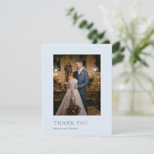 Stilvolle Powder Blue Foto Moderne Hochzeit Dankeskarte