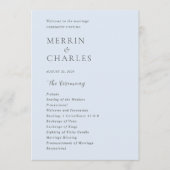 Stilvolle Powder Blue Modern Wedding Programm (Vorderseite)