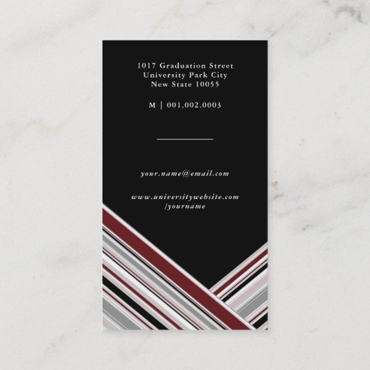 Stilvolle Preppy Brown Button Stripes Modernes Gra Telefonnummerkarte (Rückseite)