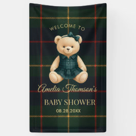 Stilvolle Preppy-Teddybär-Baby-Party Banner