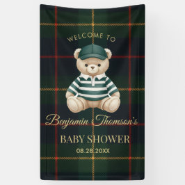 Stilvolle Preppy-Teddybär-Baby-Party Banner