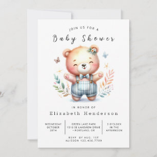 Stilvolle Printable Bear Baby Dusche Einladung