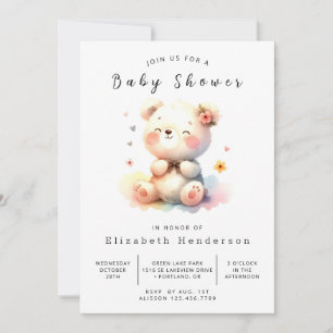 Stilvolle Printable Bear Baby Dusche Einladung