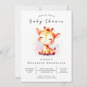 Stilvolle Printable Giraffe Babydusche Einladung