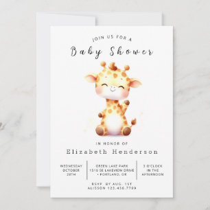 Stilvolle Printable Giraffe Babydusche Einladung
