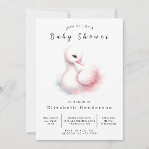 Stilvolle Printable Swan Baby Dusche Einladung