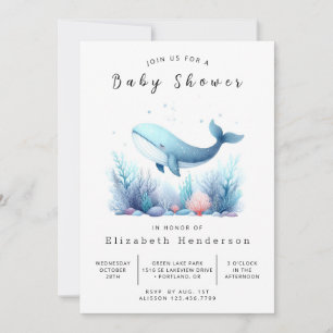 Stilvolle Printable Whale Baby Dusche Einladung