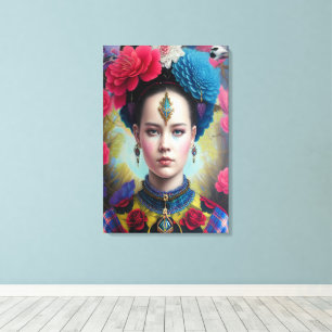 Stilvolle Prinzessin mit Tartan Outfit Leinwanddruck